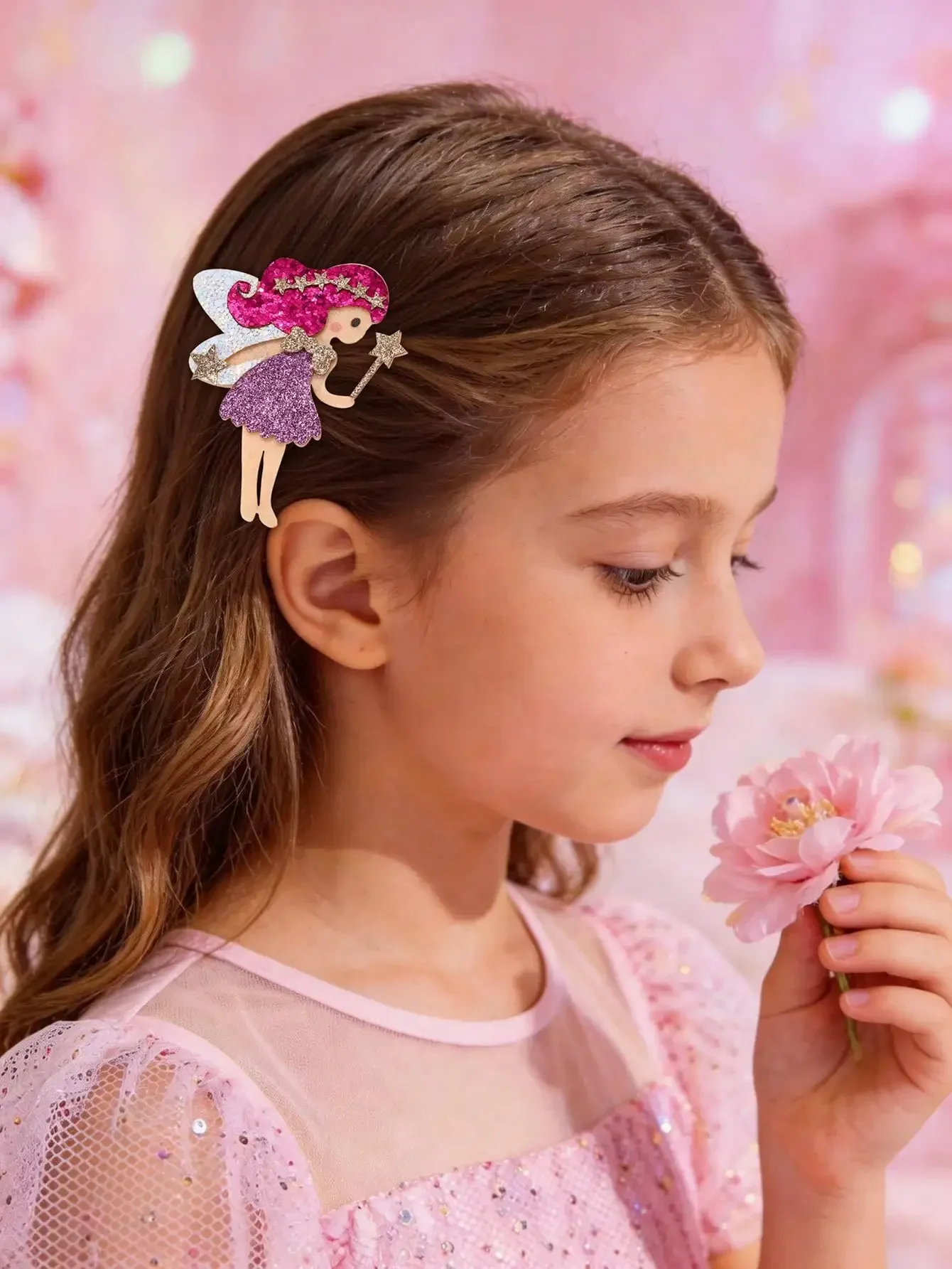 

2pcs Fairy Hair Clips For Women Glitter Cartoon Barrettes Daily Hair Decoration