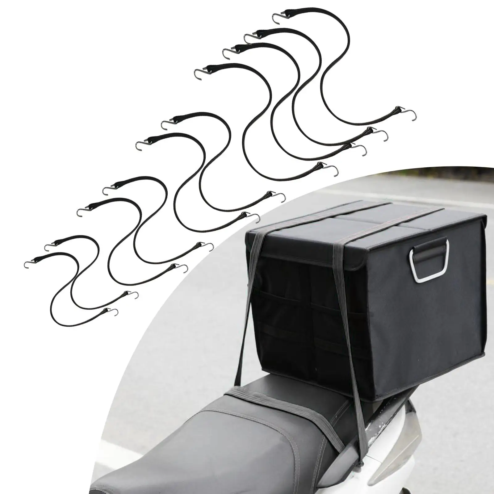 

10x Rubber Bungee Cords with Hooks 9/15/21/31 Inches for Luggage Boat Cover
