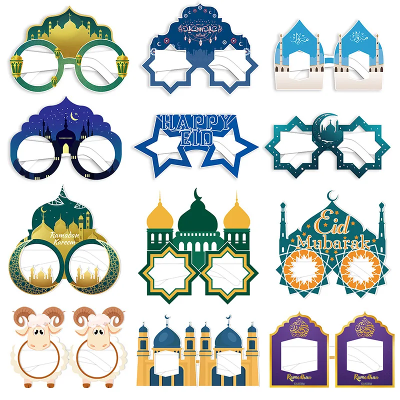 

24pcs 2024 Ramadan Decorations Eid Mubarak Paper Glasses For Home Islamic Muslim Gifts Eid Al Adha Party Supplies