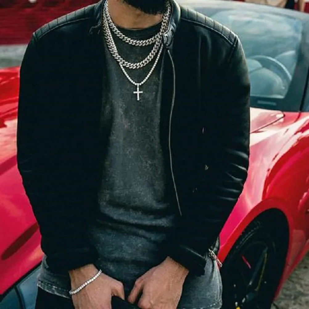 

Diamond Necklace For Men Cuban Chain For Men Luxury Hip Hop Curb Necklace Punk Jewelry Gift Male Link Chains