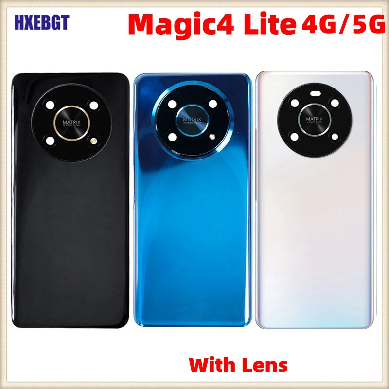 

For Honor Magic4 Lite 4G 5G Back Cover Chassis Case Rear Battery Housing Door + Camera Lens Magic 4 Lite Repair Parts