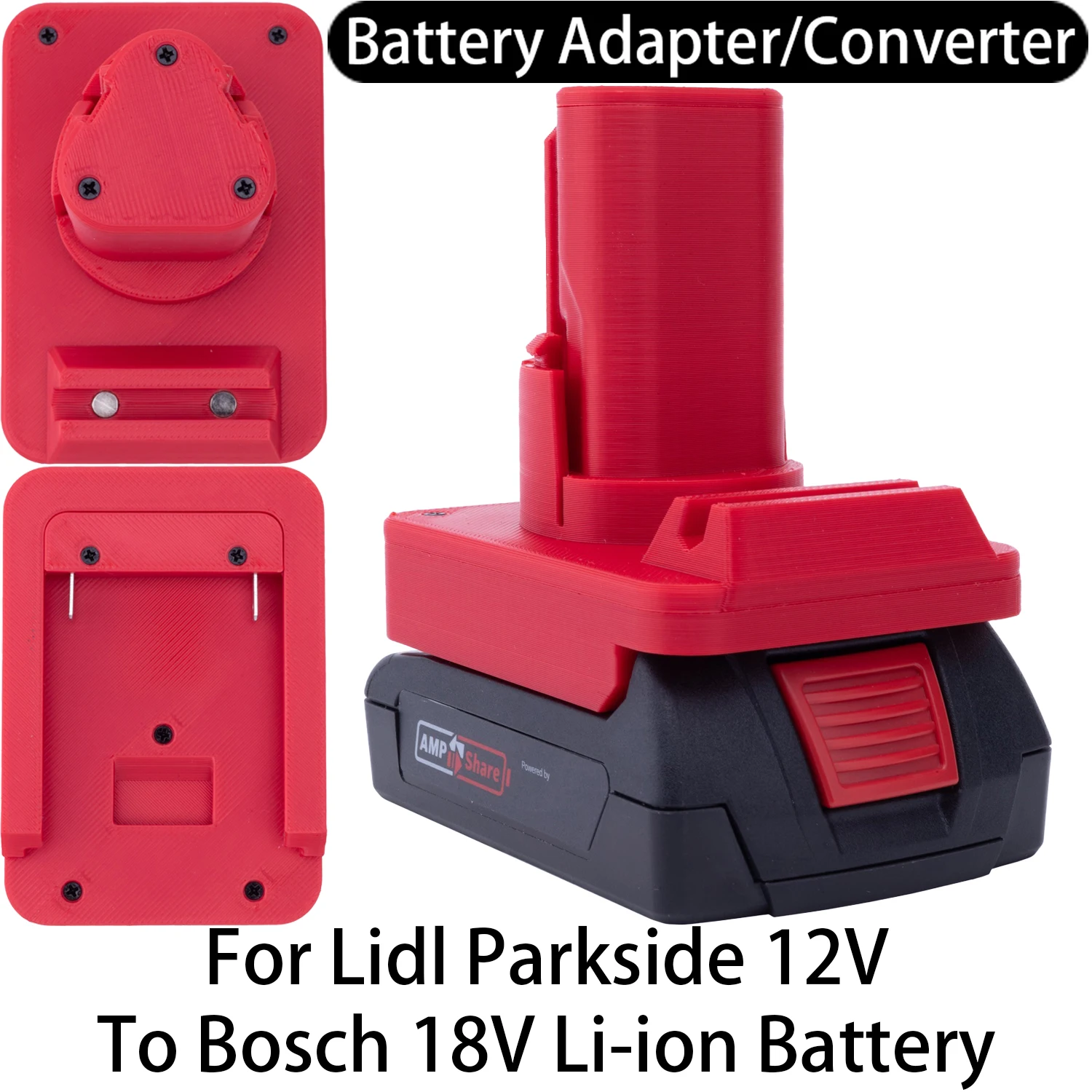 

Adapter for Lidl Parkside 12V Li-ion Tool to Bosch 18V Li-ion Battery Adapter Converter Power Tool Accessory
