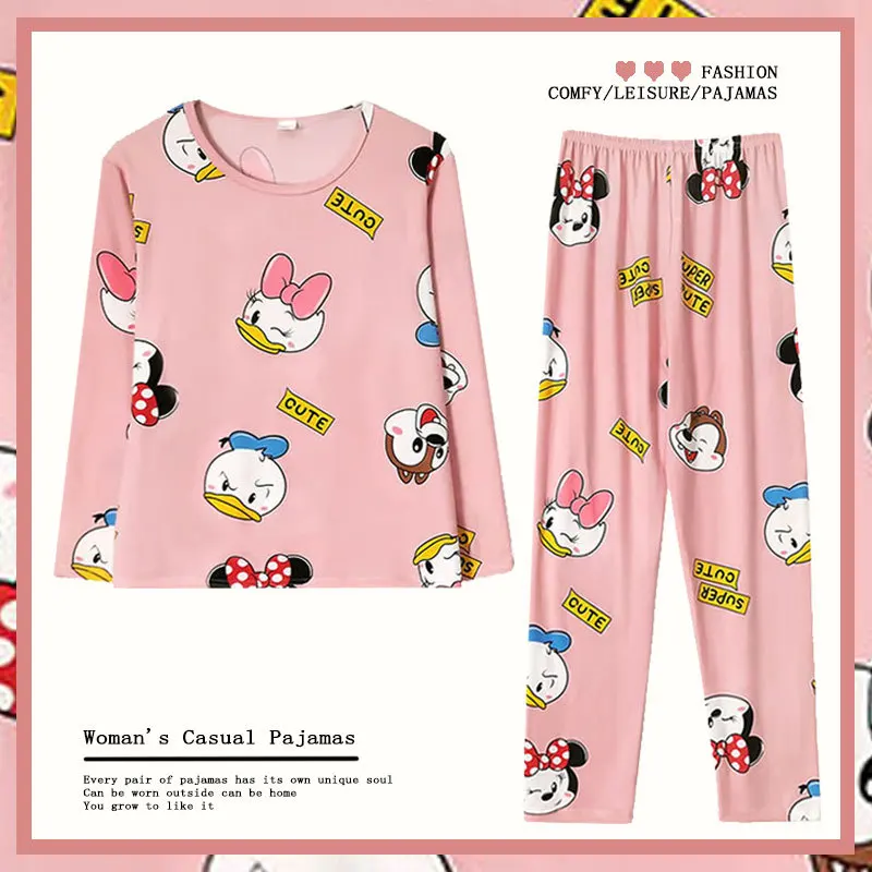

Women's Spring And Autumn Long Sleeved+Long Pants Women's Set Cartoon Cute Thin Student Autumn Small Home Clothes