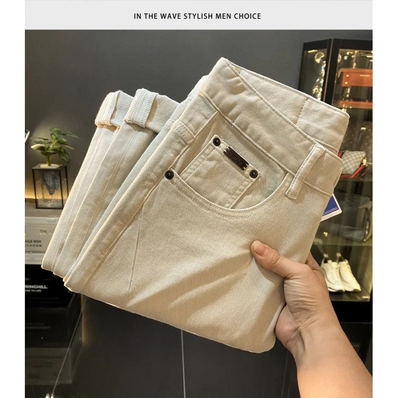 

Jeans Men Autumn Vintage loose straight-leg Streetwear fashion Korean Style Solid Casual Pants