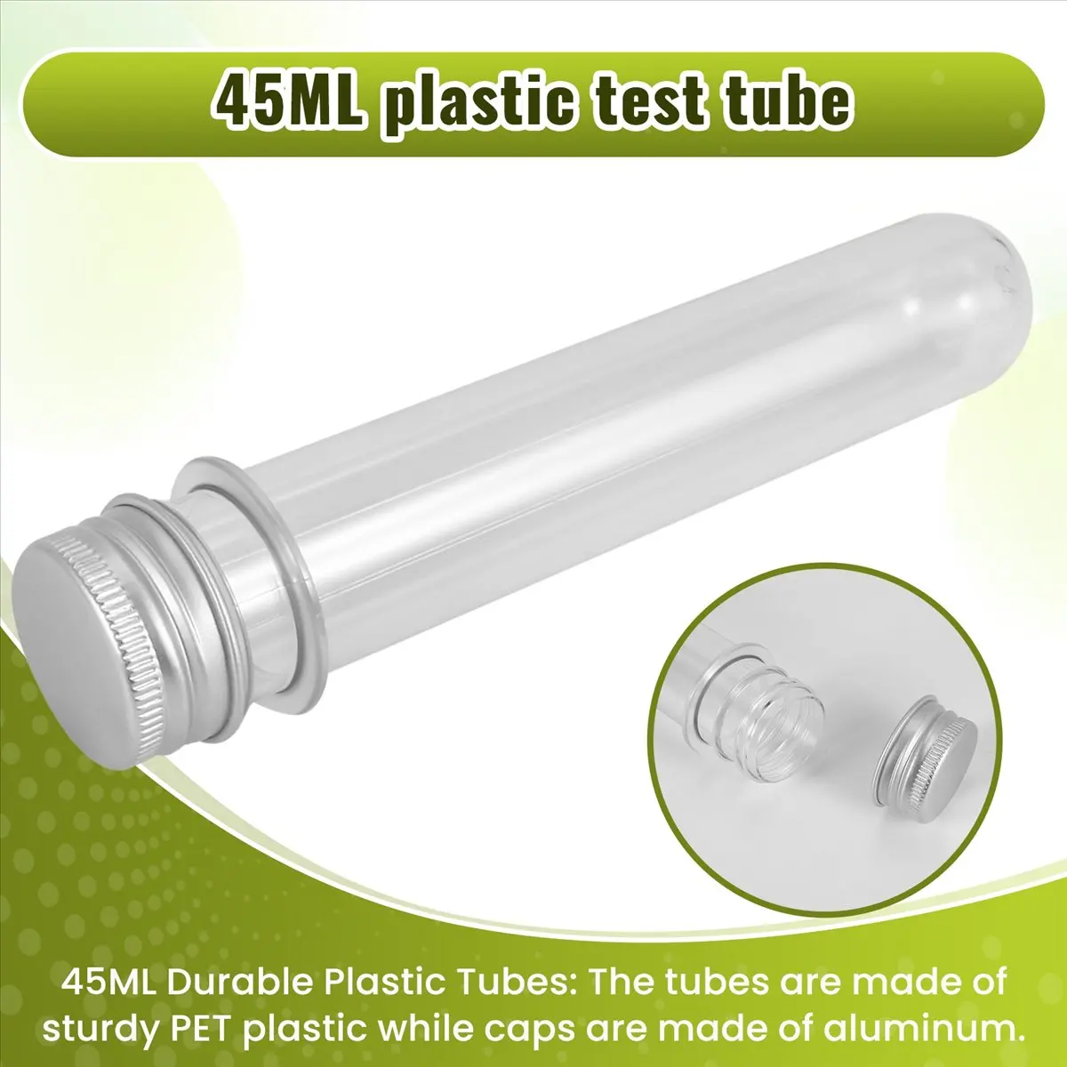 doyou 25Pcs 45ML Plastic Test Tubes Metal Cap Screw Lid Round Bottom Wedding Party Candy Cosmetic Travel Lotion Containers