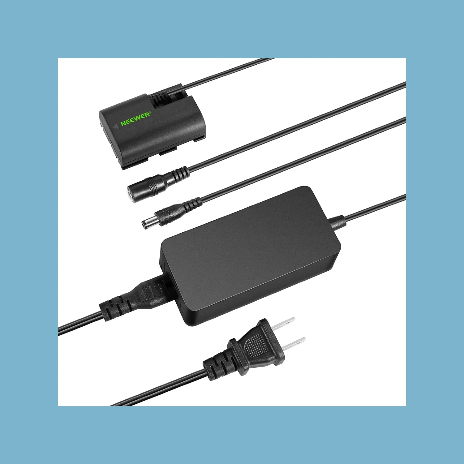 NEEWER LP-E6 Series Dummy Battery with DC Coupler AC Adapter for Canon EOS R5 R6 R7 5D 6D 7D Mark II III IV 5DS 60D 70D 80D 90D