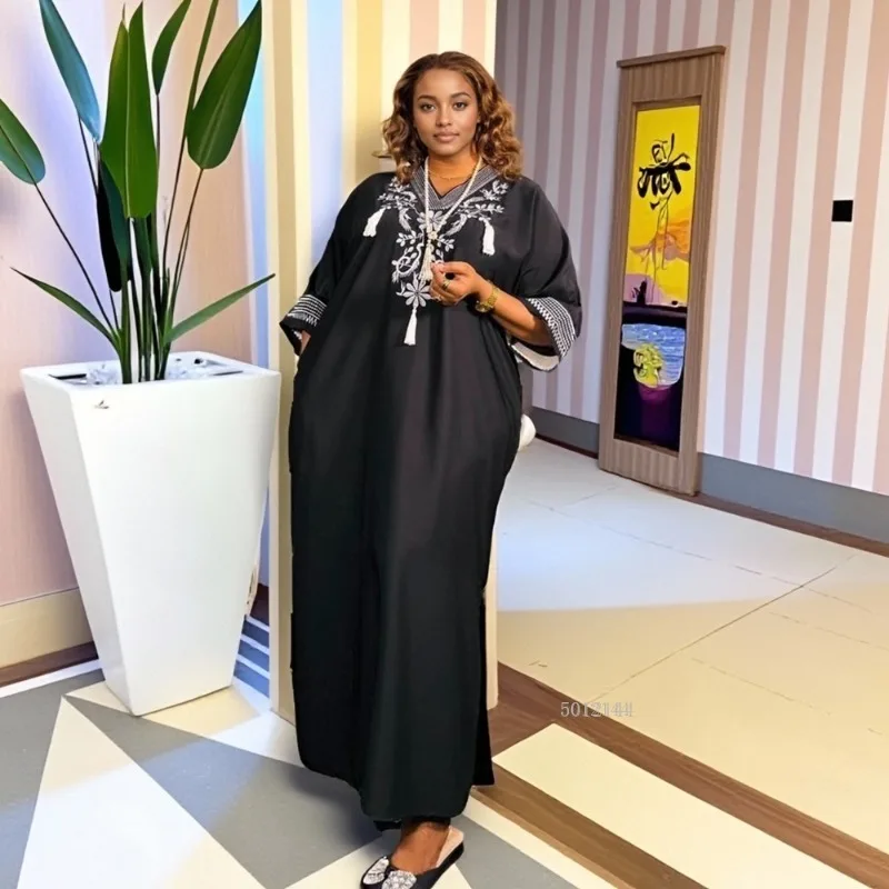 

Женский тканевый халат с этнической вышивкой, свободный халат, однотонный, новая мода, повседневный, темпераментный, лето, 2020