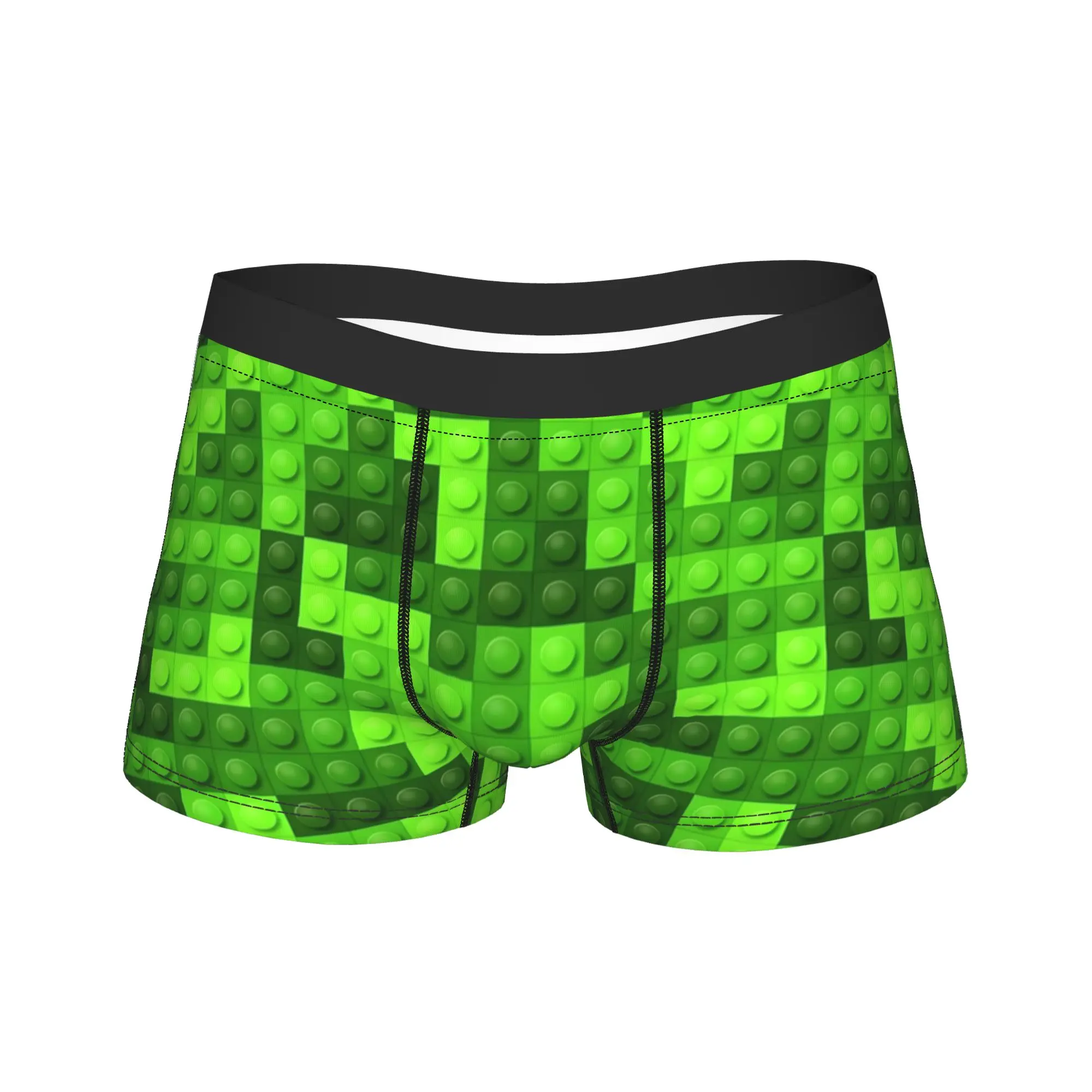 

Lime Green Gradient Building Blocks Pattern Shorts Briefs Underwear Hot Sale Men Comfortable Trunk Print Plus Size Underpants