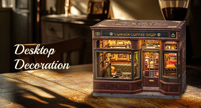 Original CUTEBEE 22cm Book Nook Kit DIY Miniature House Coffee Shop Dollhouse Book Nook Kit 3D Wooden Puzzles for Adults Corner Coffee Shop Booknook Tiny House Bookshelf Decor 3D Wooden Puzzle for Adults DIY Hbby Craft Gift book fans gift christmas decort