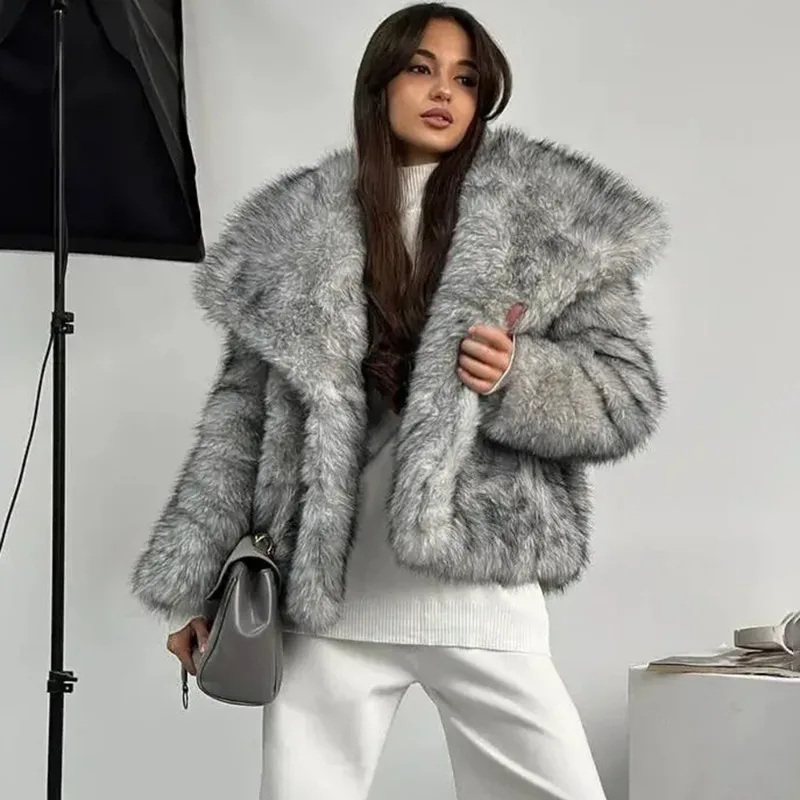 

NEW Tuularose Fashion Plush Fur Coat Winter Fluffy Oversized Casual Elegant Women's Fur Coat New Office High-Street Female Outwe