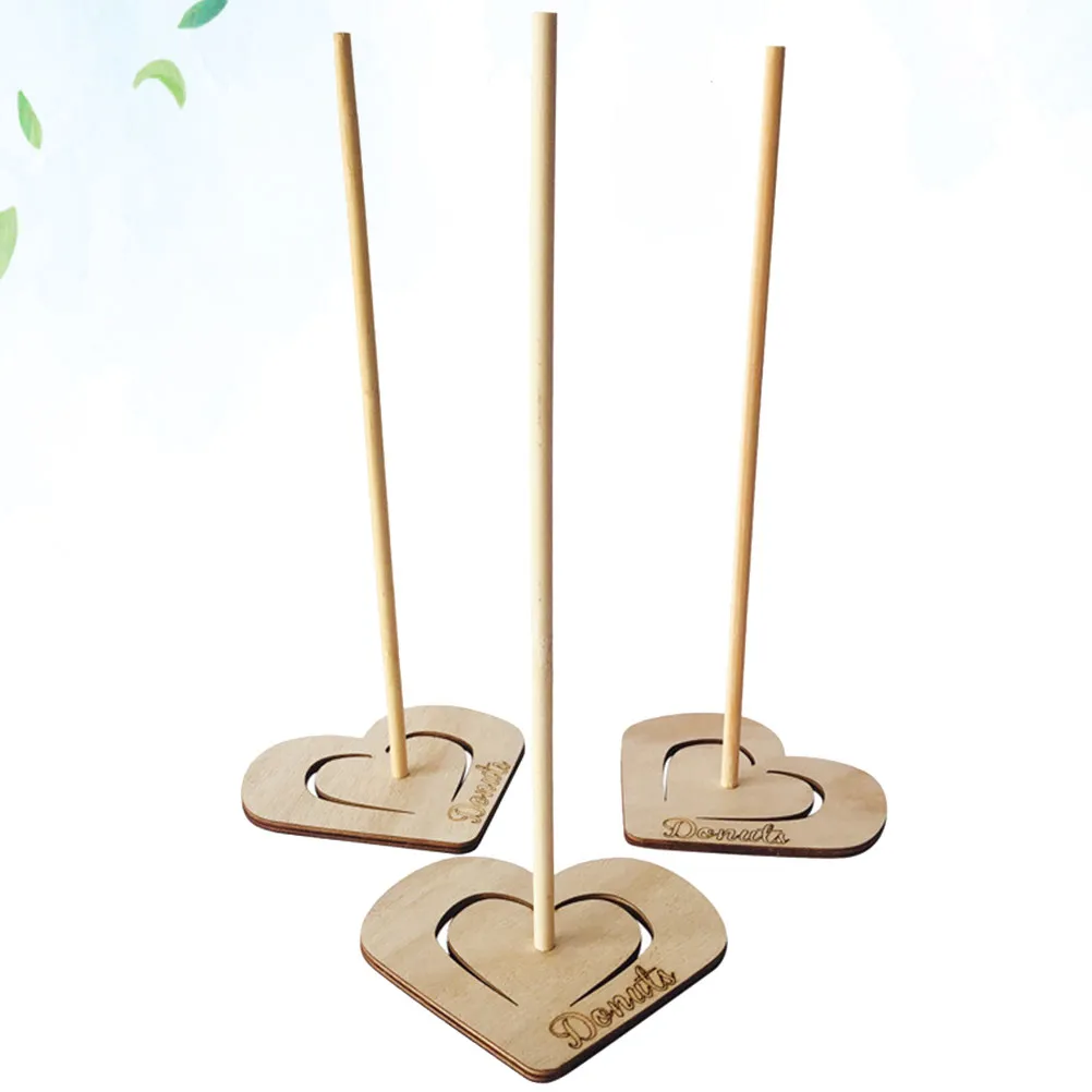3Pcs Heart Design Wooden Donut Stand Vintage Style Party Donut Display Holder Space Saving Dessert Rack for Anniversary Reunion