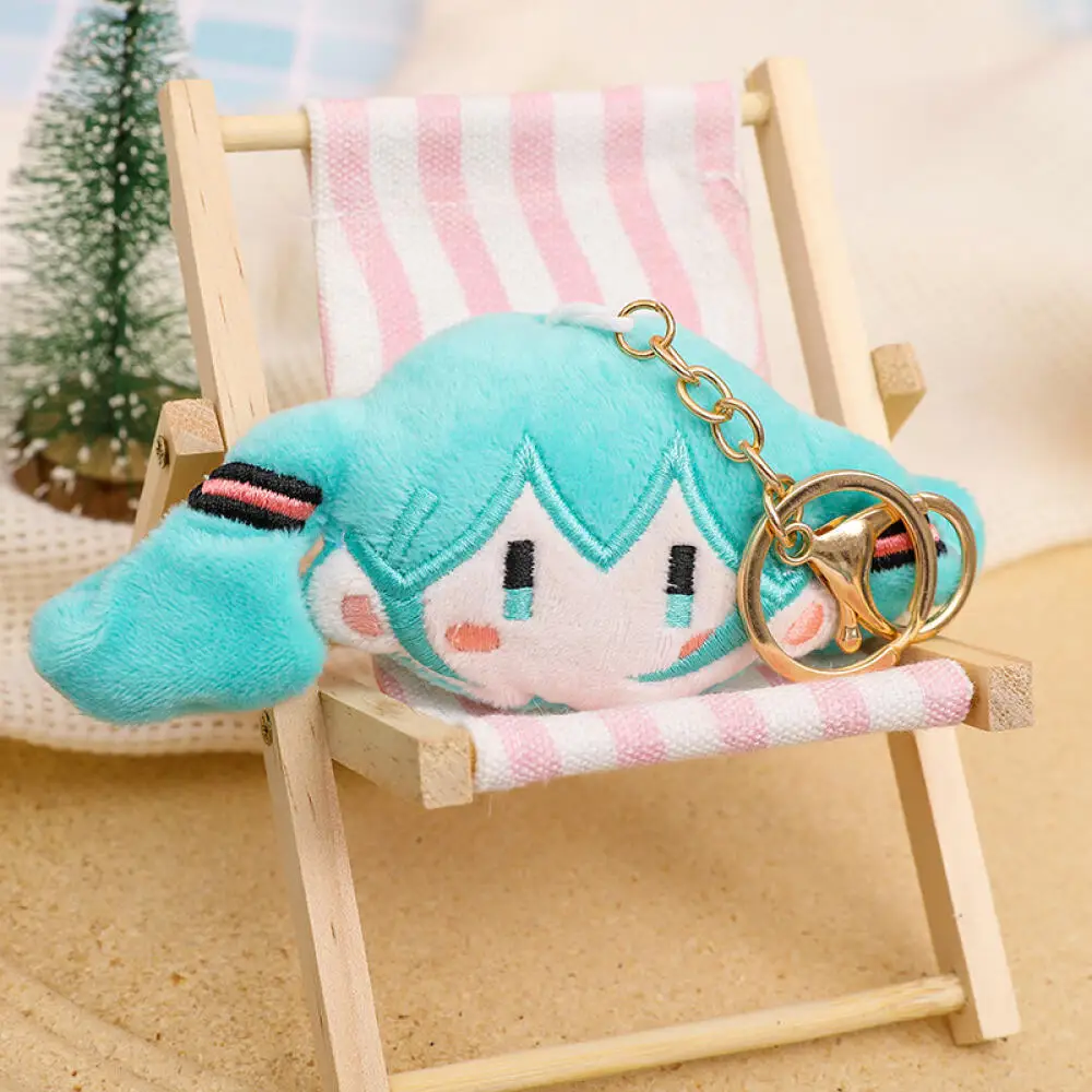 Hatsune Miku Cartoon Stuffed Doll Pendant Keychain Anime Figure Hatsune Plush Doll Keychains Bga Decoration Accessories Gifts