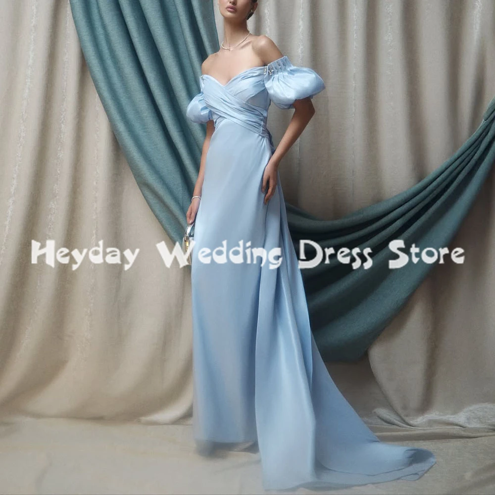 

Heyday Women's Pleats Beaded Straight Evening Dresses Short Sleeves With Court Train Floor-Length Formal Elegant Dresses 2025