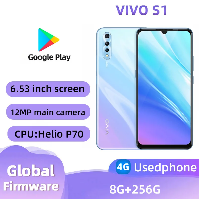 Vivo S1 4G Smartphone Android CPU Helio P70 6,53 pulgadas 12MP Cámara 3940mAh 18W Carga Teléfono usado