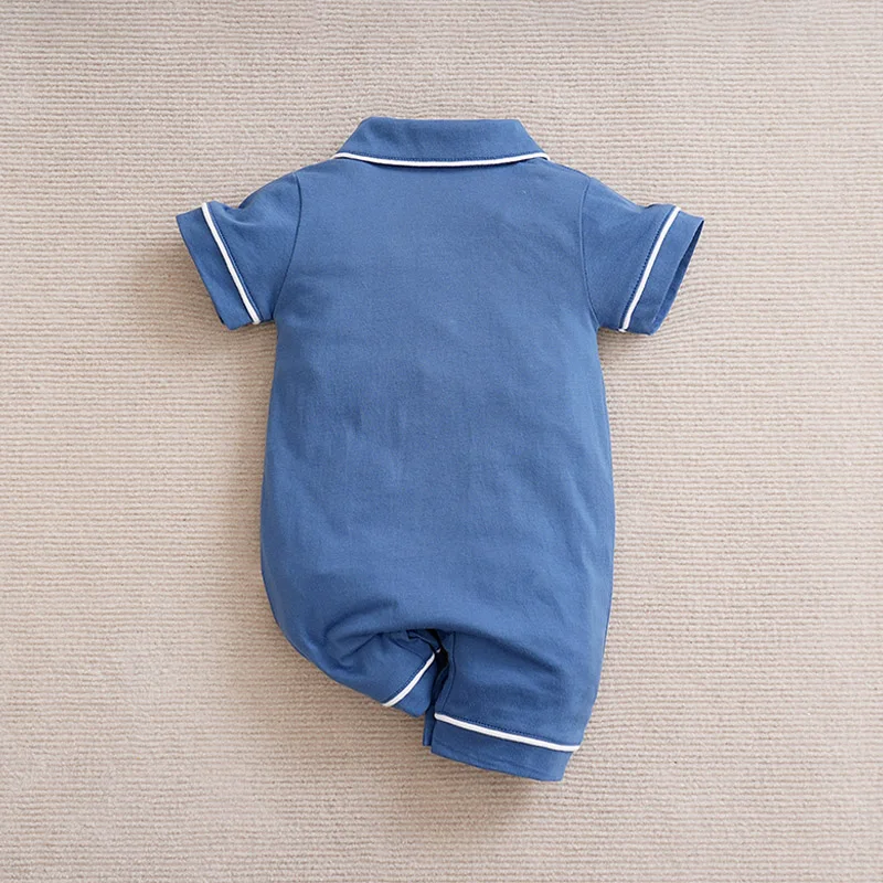 Summer Style Newborn Boys And Girls Casual Home Solid Color Comfortable Cotton Short Sleeved Jumpsuit