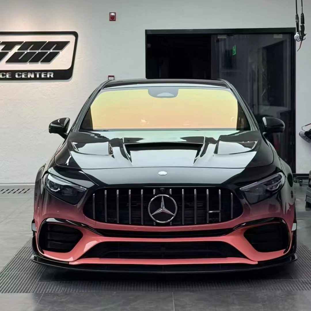 PVC TPU Two-Color Black-Pink Gradient Glossy Cyberpunk Design Vehicle Body Wrap Color-Changing Vinyl Wrap Foil for Cars