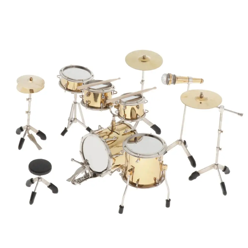 1:6 Miniature Drum Kit Collectible Musical Instrument Decorative Model