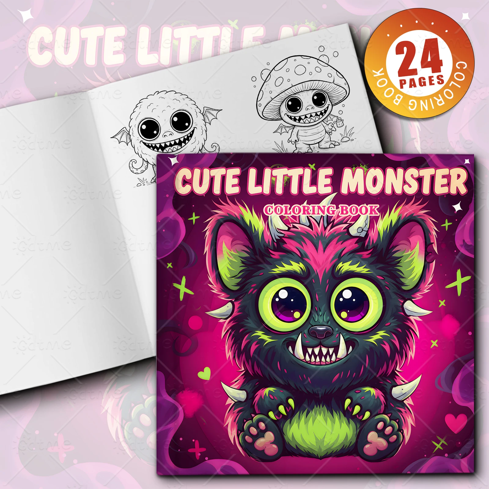 Niedliches kleines Monster-Malbuch, 24 Seiten, Bilderbuch für Erwachsene, Zeit totschlagen, Graffiti-Malerei, Zeichnung, Geschenk für Urlaub, Geburtstag ﻿ – Detail 1