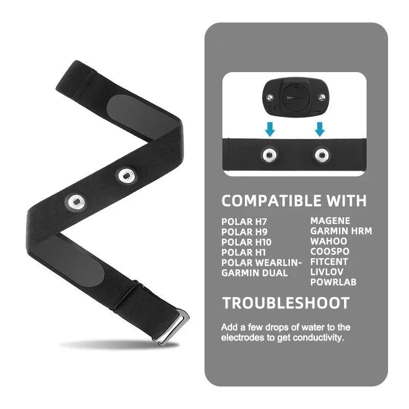 Soft Adjustable Heart Rate Monitor Replacement Strap For Polar H1 H7 H9 H10 Coospo Wahoo Tick Garmin Magene Sensor Band