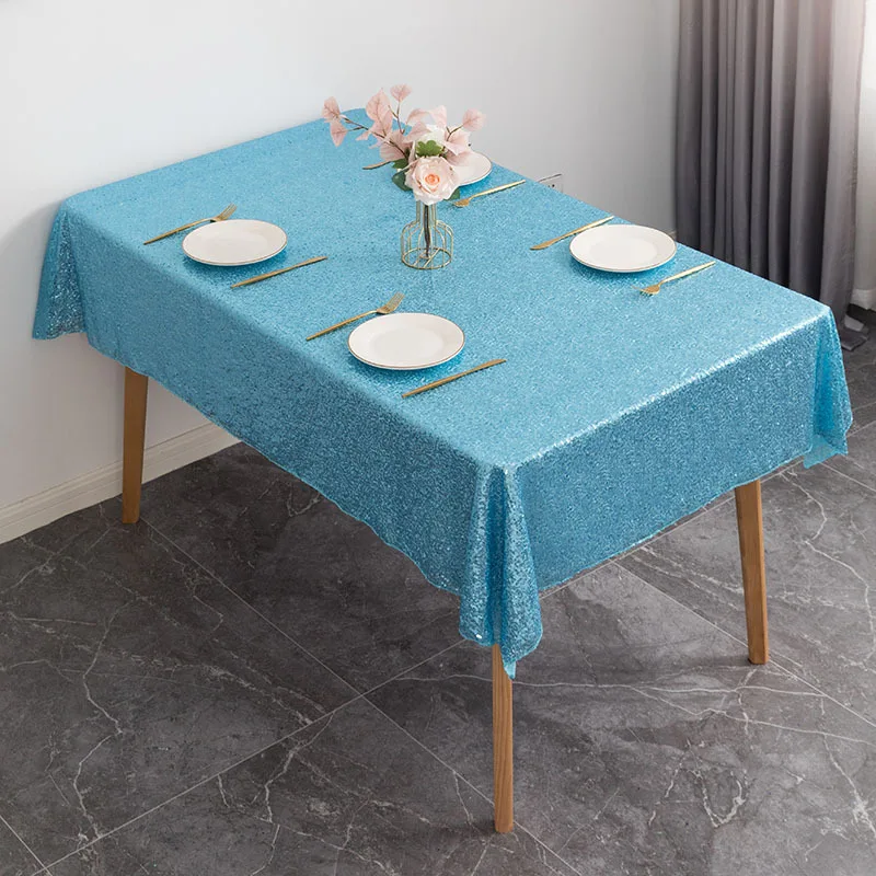 Hotel Wedding Sequined Round Table Cloth American Banquet Decorative Solid Table Cover Dust-Proof Full Cover Furniture Protector