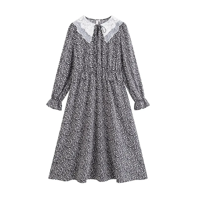 INMAN Spring Dress Women\'s Dress Vestidos Doll Lapel Vintage Chic Female Dress Waist A-Line Elegant Dress For Women Floral Print