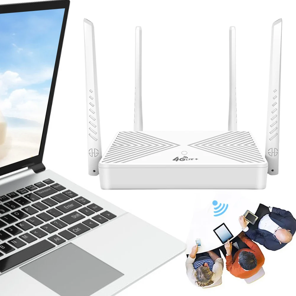 راوتر لاسلكي 4G 4 هوائيات خارجية مودم موزع إنترنت واي فاي مع فتحة بطاقة SIM راوتر إنترنت لاسلكي 300 ميجابت في الثانية للمنزل/المكتب