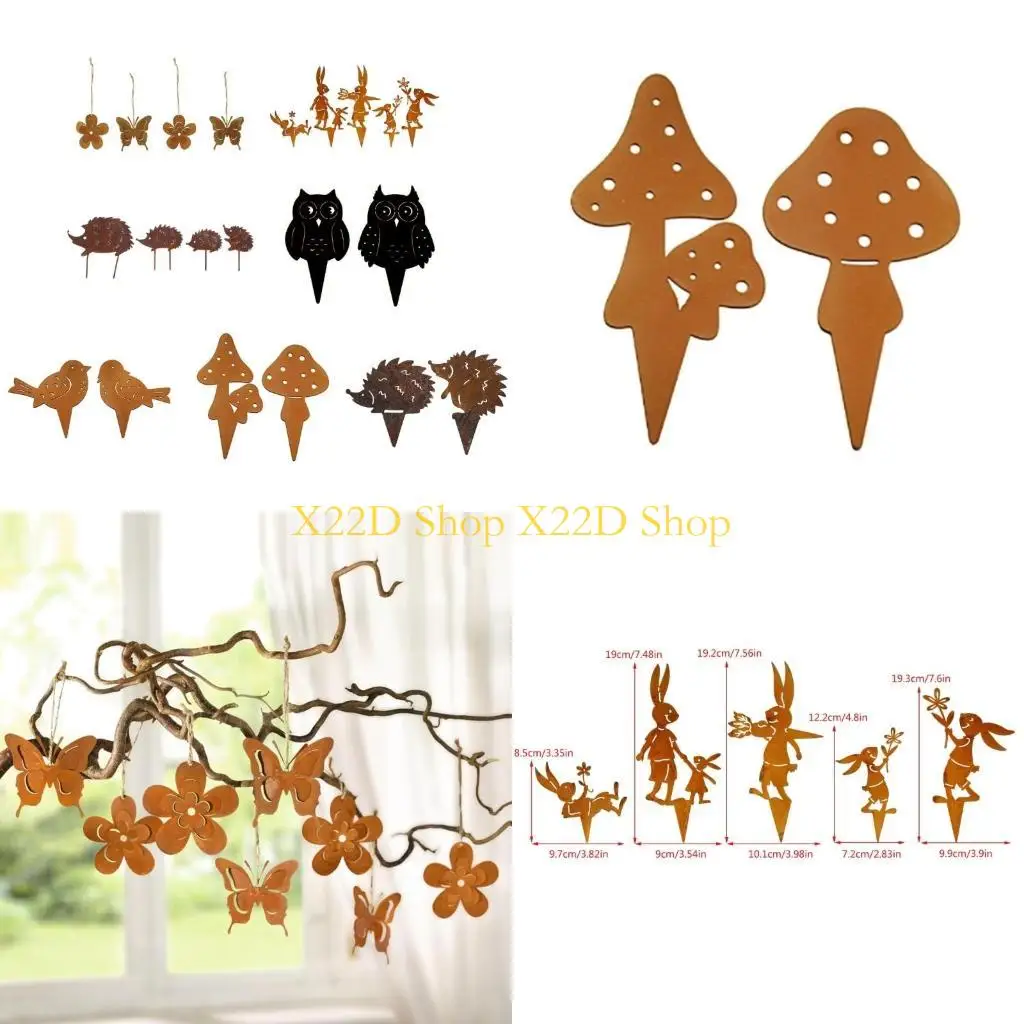 

X22D Garden Stake Rust Decorative Garden Decorations for Outdoor Use Metal Stakes
