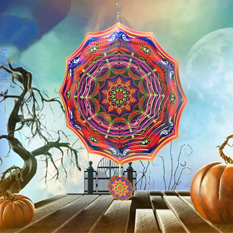 2 Piece 3D Wind Spinner Hanging Wind Spinner Outdoor Decoration Halloween Gift For Halloween Garden Decor