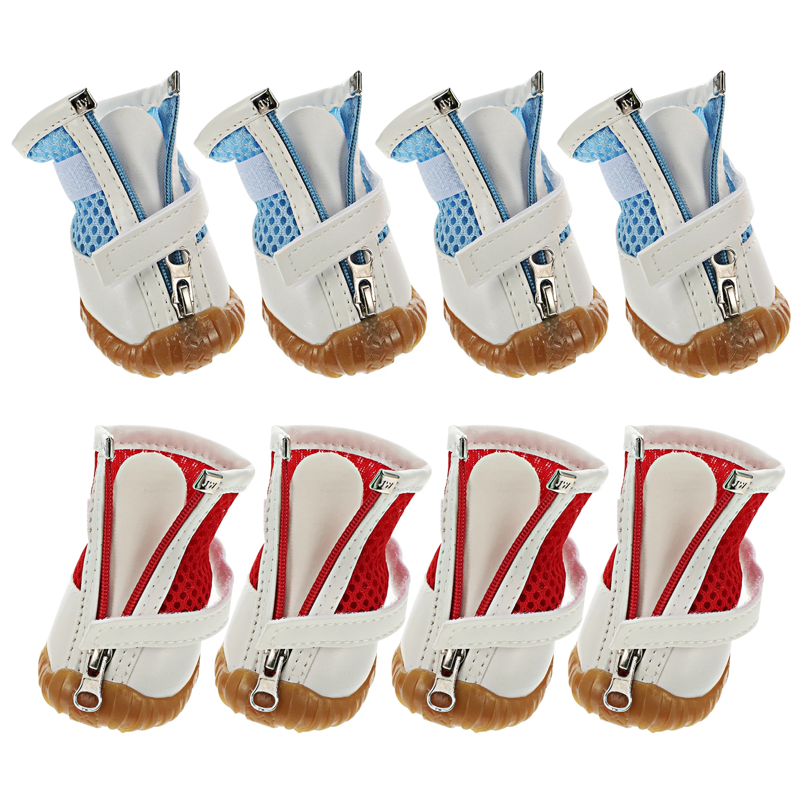 

8pcs Dog Shoes Mesh Puppy Boots Pet Supplies Waterproof Anti-skid Summer Zipper Shoes Adjustable Paws Protector Indoor Outdoor