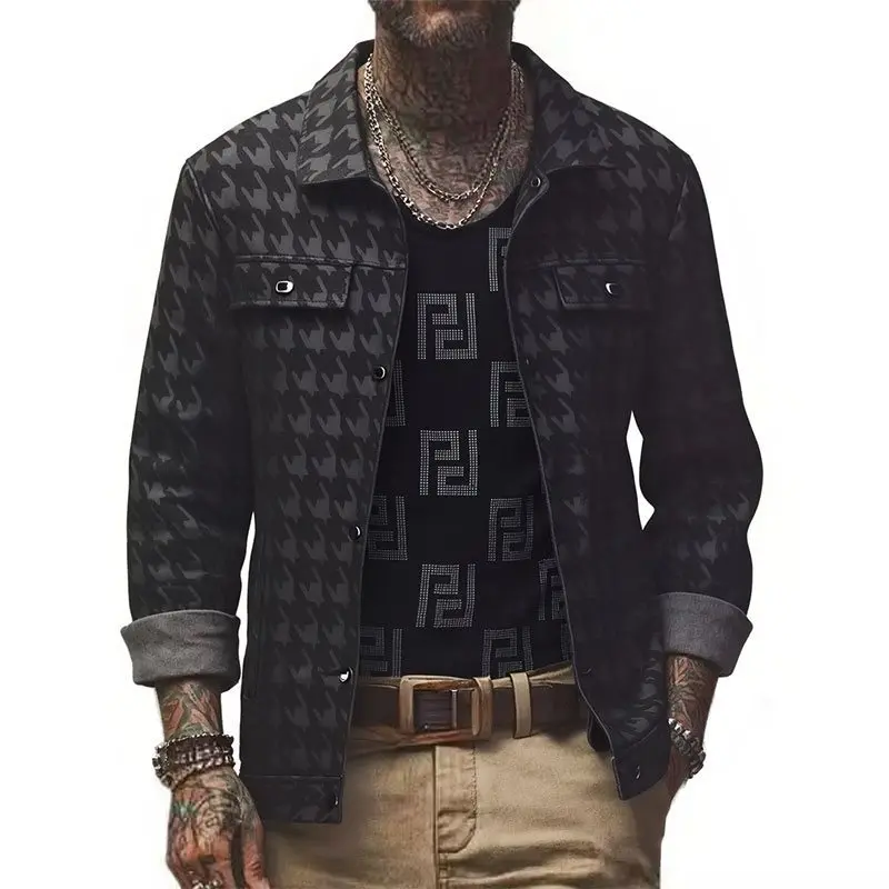 Spring 2026 Men's Suede Leather Jacket Casual Turn-down Collar Top Coat Long Sleeve Thin Wool Material Male Fashion