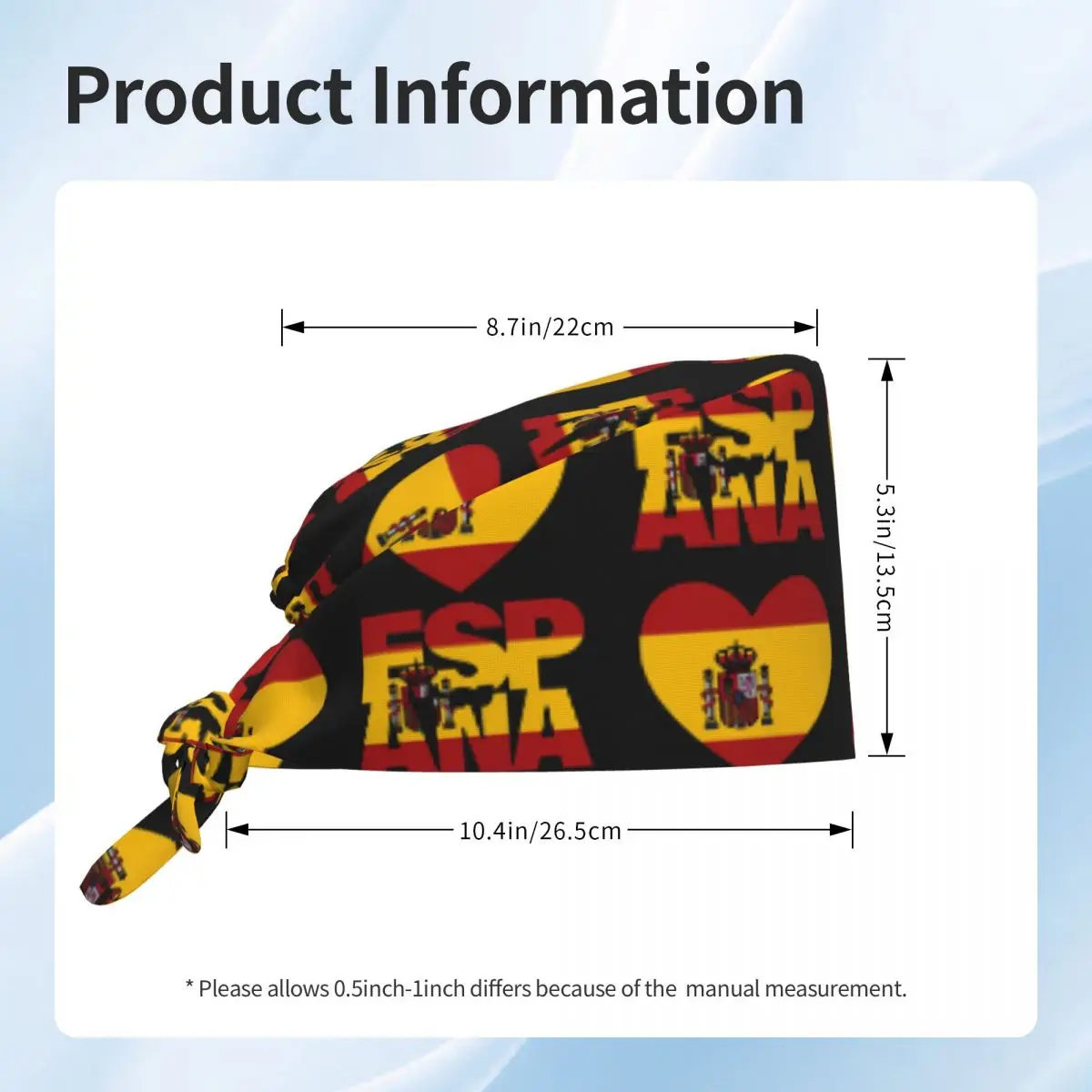 Spain Flag Map Scrub Hat Doctor Working Surgical Cap Men Women Adjustable Nursing Caps for Dentist