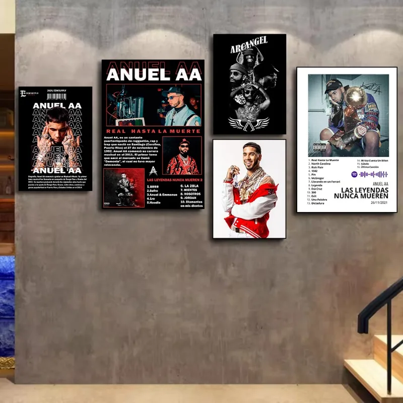 Popular Rap Singers Anuel AA Series Poster Print Canvas Art Pictures Home for Bedroom Wall Modern Decor Frameless Painting