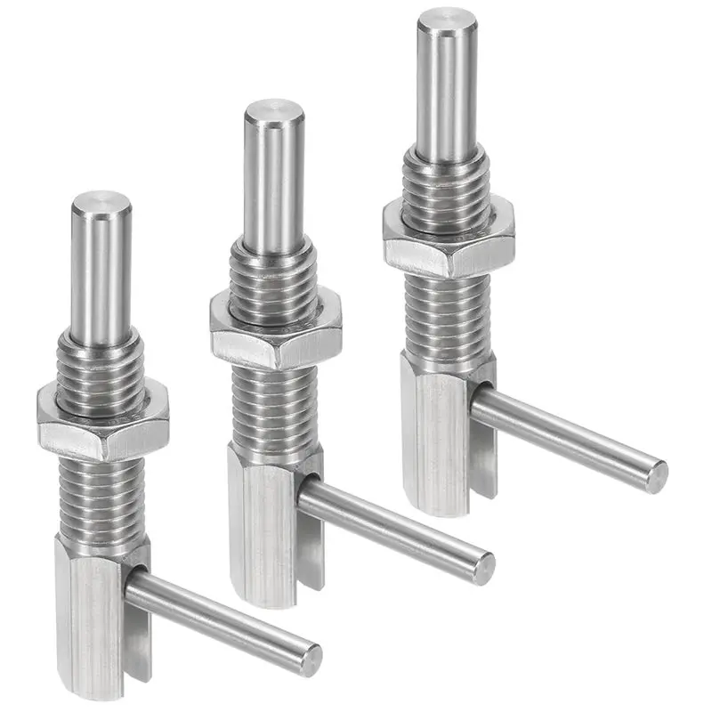 M11K-Retractable Indexing Plunger Pin, 3Pcs Stainless Steel Spring Loaded Latch With Nut For Machinery