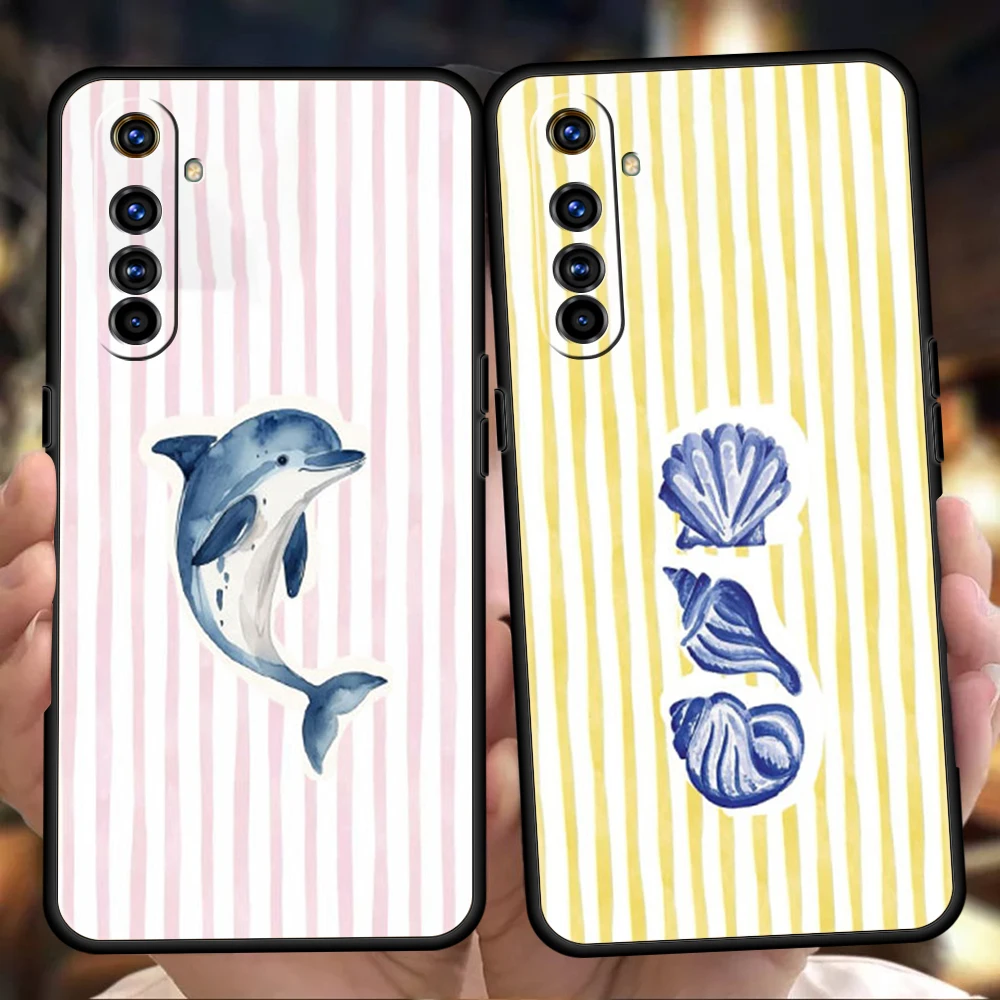 Phone Case For Realme 16 15 14 13 12 11 10 9 8 16T 15T 14T 5G Pro Plus C21 GT Neo 2 3 3T 5 Cover Marine Organism Striped Base