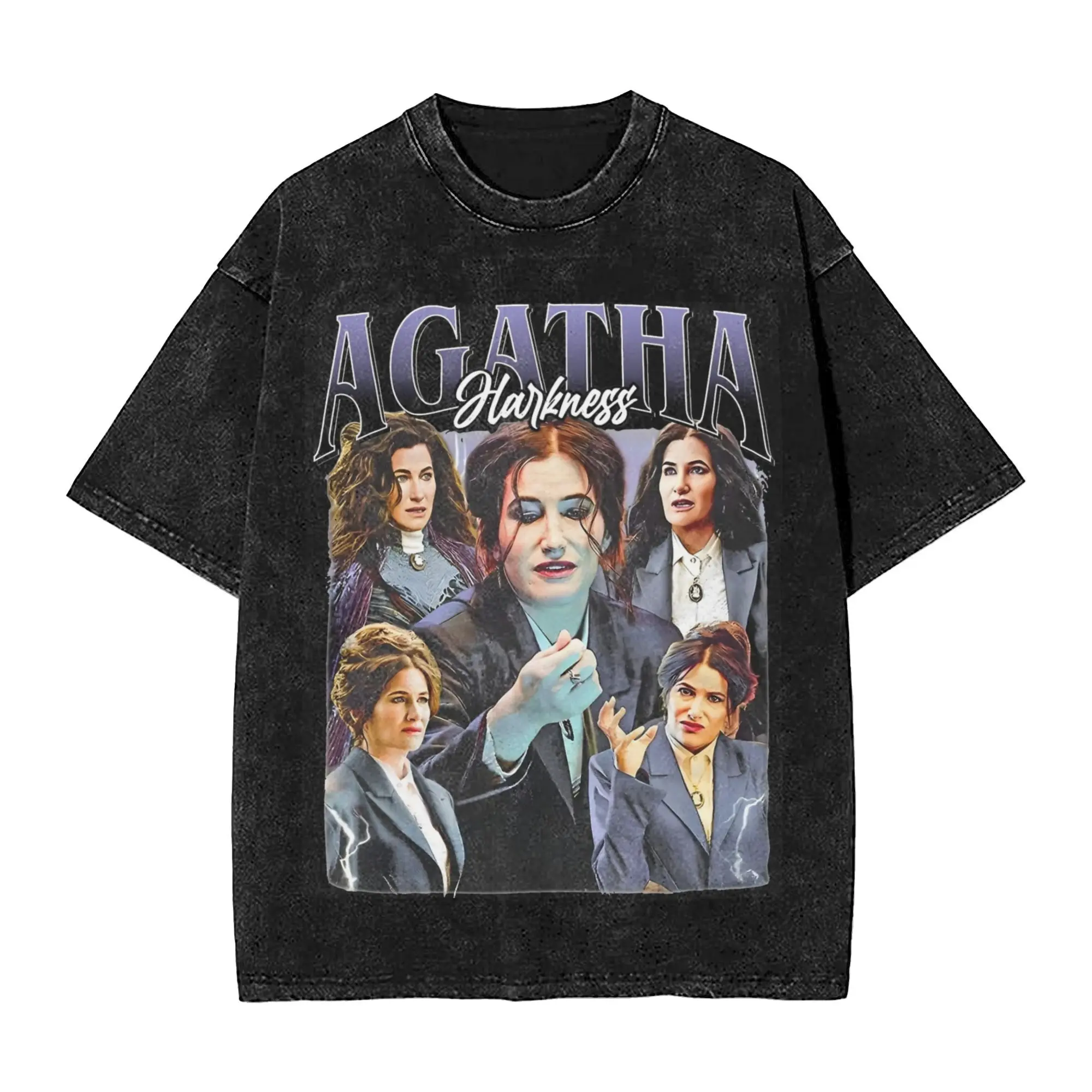 

Agatha Harkness Washed T Shirts Streetwear Hip Hop Vintage T-Shirt Tees Men Women Short Sleeve Harajuku Summer