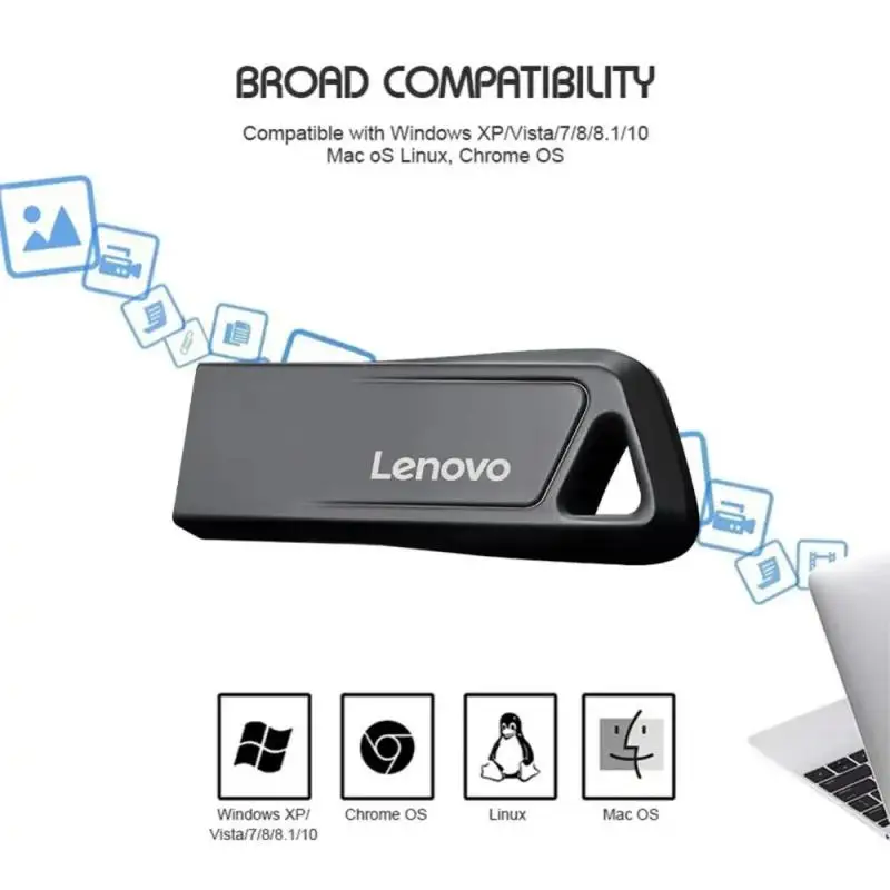 Lenovo แฟลชไดรฟ์ USB 3.0 2TB, แฟลชไดร์ฟโลหะความเร็วสูง1TB 512GB 256GB ไดรฟ์ USB แบบพกพากันน้ำ memoria USB Flash Disk