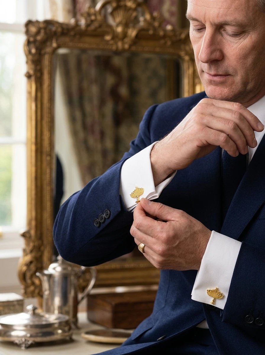 Festival Candelabra Shaped Golden Cufflinks Candle Holder Candlestick Design Ramadan Cuff Button Men's French Shirt Cuff Links