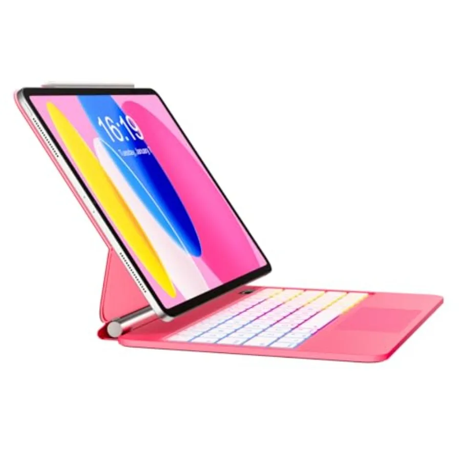 

iPad A16 11-inch 2025 10.9-inch (2022) folio case with wireless keyboard rainbow backlit keys multi-touch trackpad floating mag
