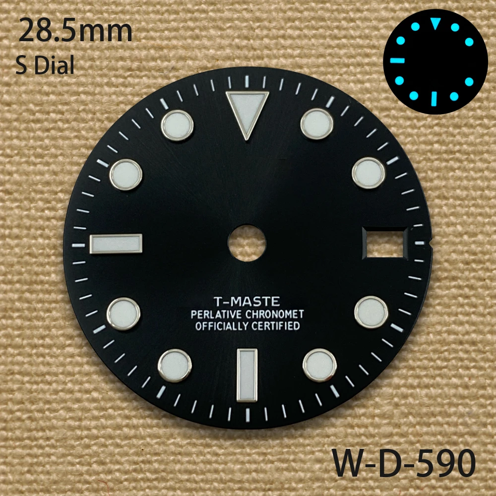 28.5mm S logo Meteorite GMT Dial Suitable For NH34 Movement Ice Blue Luminous High Quality Watch Modification Accessories
