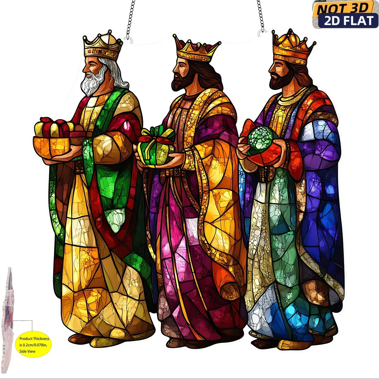 1PCS Three Wise Men And Gift Painted Glass Wall Decoration Christian Garden Interior Decor Doctor Theme Artwork view 3