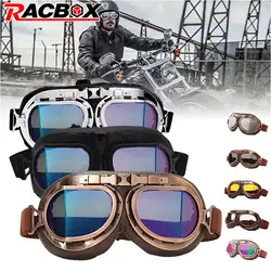 Retro Motorcycle Goggles Glasses Vintage Motorbike Classic Motorcross Protective for Pilot Steampunk ATV UTV Bike Copper Helmet