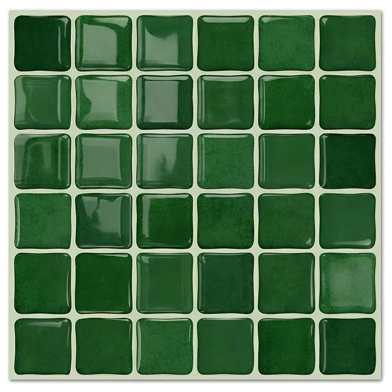 PHFU-Vinyl Wall Tile Stickers 6X6 Inch Luxury Emerald Green 3D Mosaic Peel And Stick Backsplash Tiles 24-Pack
