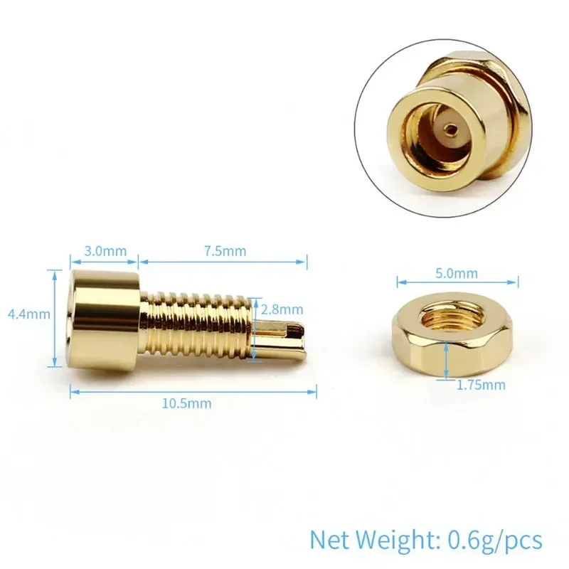 10pc MMCX Connector Earphone Female PCB Mount Pin Headphone Plug IE800 Long Short Type Beryllium Copper Wire Conector