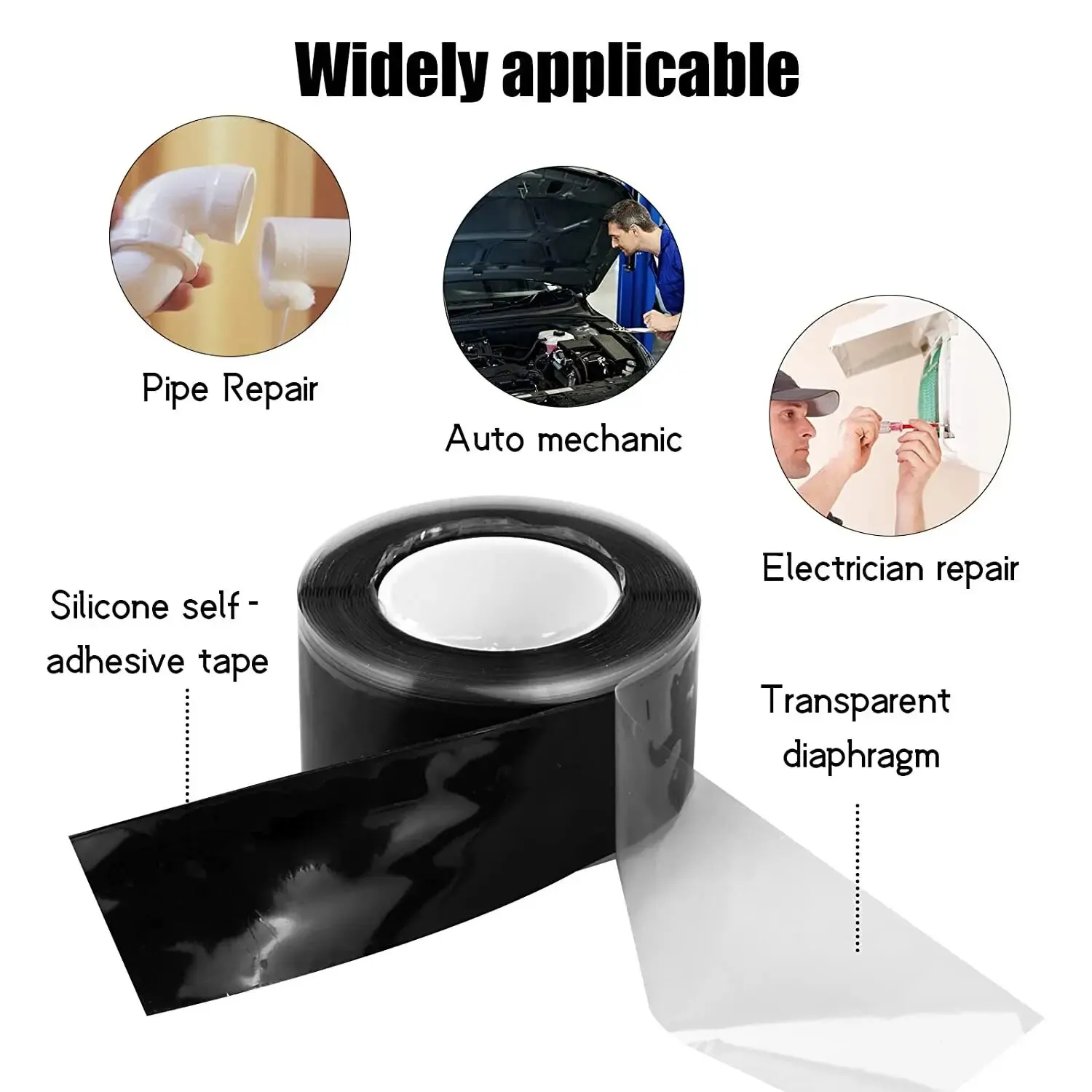 Super Strong PVC Waterproof Silicone Tape Water Pipe Quick Leak Proof Repair Insulation Adhesive