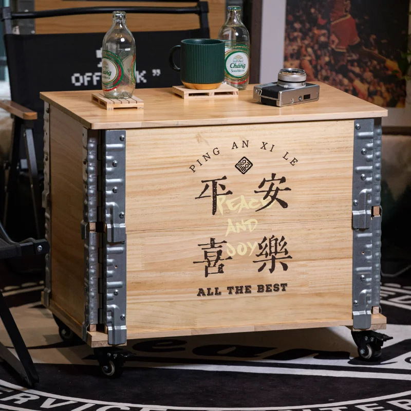 

Coffee table Internet celebrity Solid wood simple storage Coffee table Outdoor camping coffee drink shop can be customized