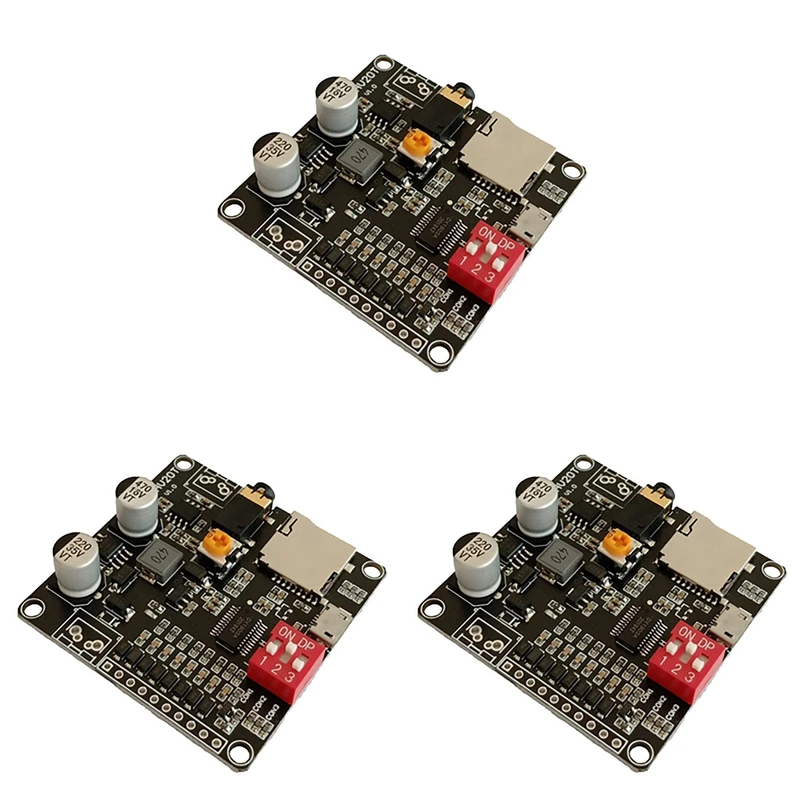 3X DY-HV20T Voice Playback Module 12V/24V Power Supply 10W/20W Amplifier Support Micro-SD Card MP3 Music Player