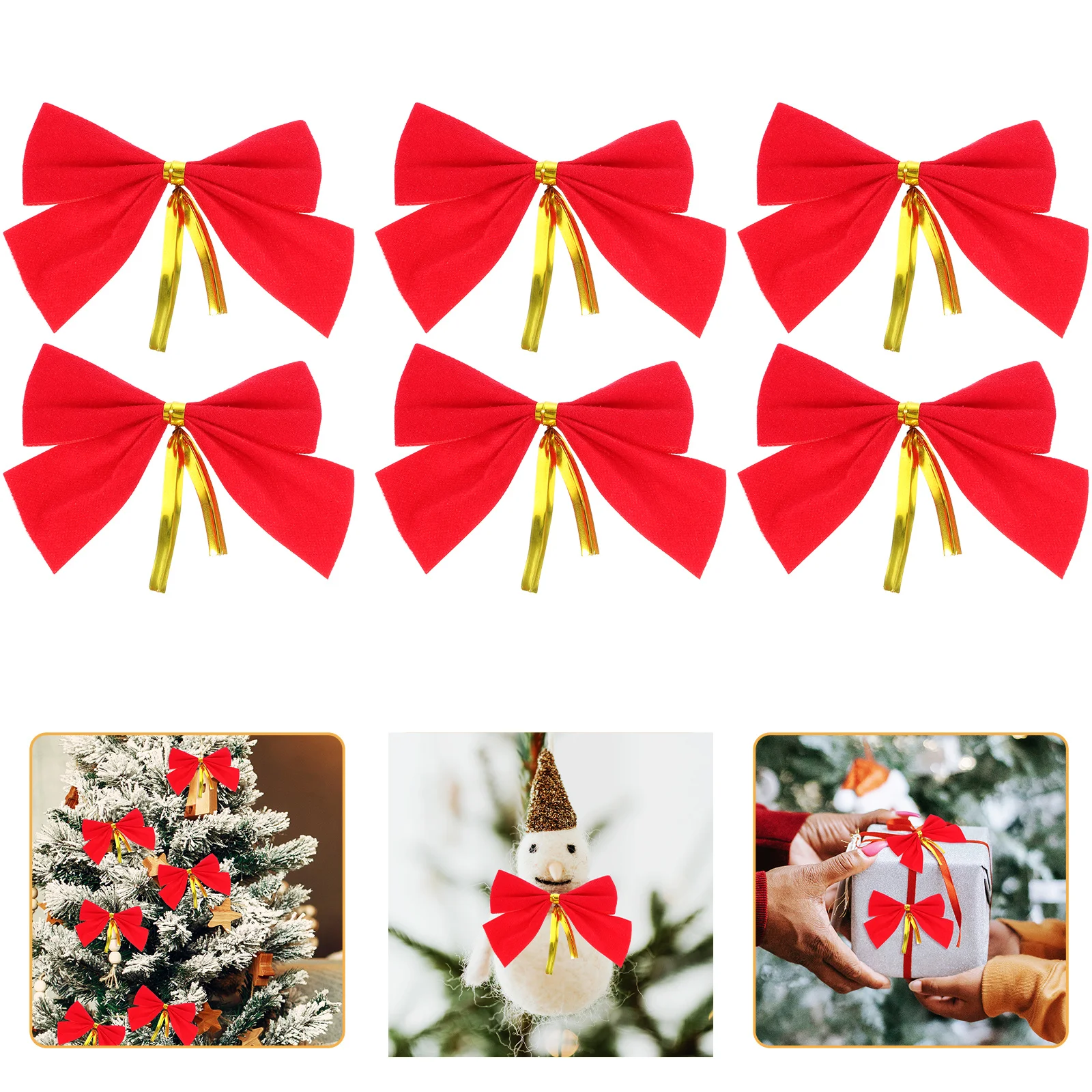 

10Pcs Festive Bowknots 5Cm Christmas Decor Ribbons Red Tree Ornaments for Holiday Party Wedding Hair Accessories Craft