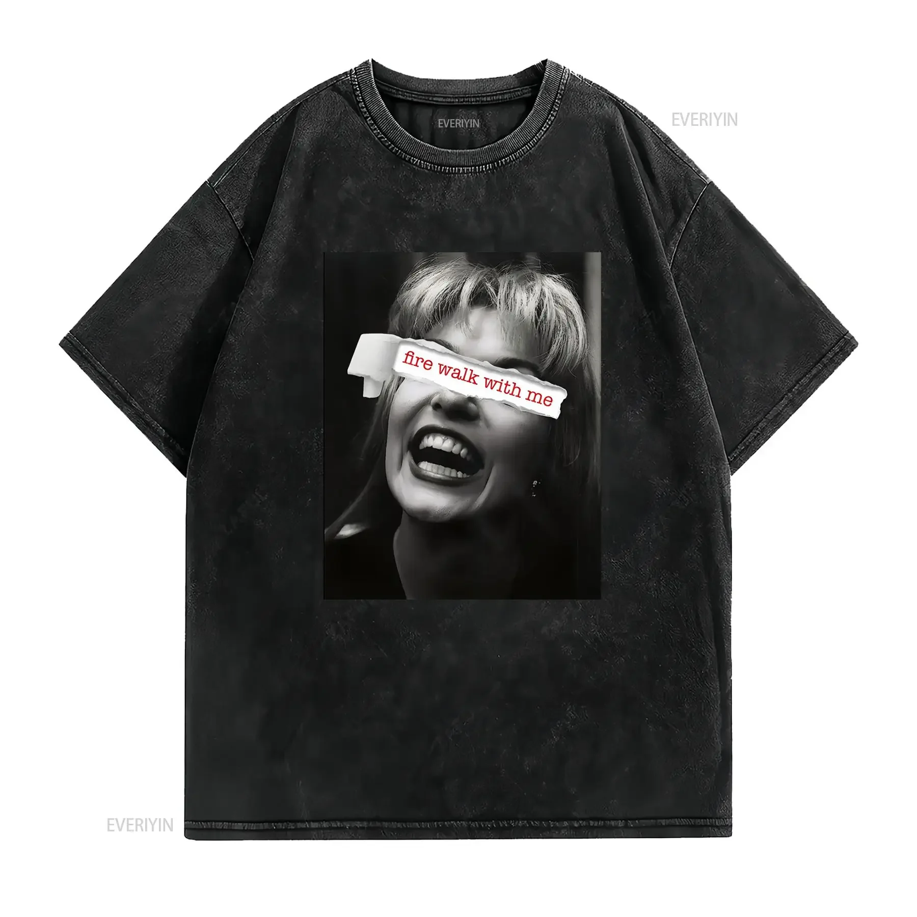 تي شيرت Fire walk with me SweaT Twin Peaks Laura Palmer ملابس مصممة عتيقة مغسولة قابلة للتنفس للارتداء اليومي غير الرسمي