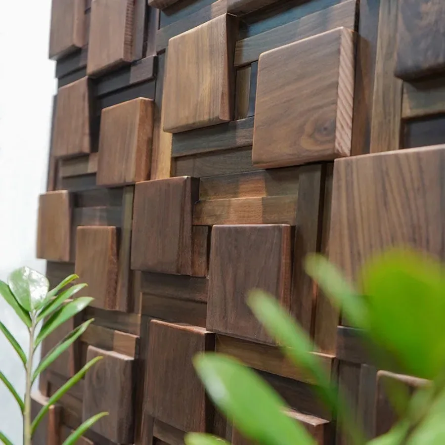 Black Walnut Wall Decoration Art Acoustic Diffuser Panel Solid Wood Mosaic Tile Sofa TV Mosaic Background Wall Stickers