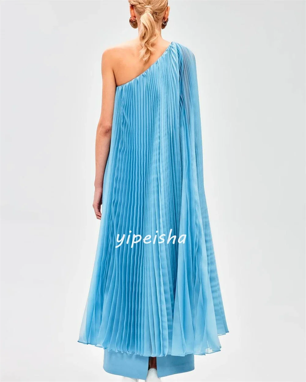 Jersey Draped Beach A-line One-shoulder Bespoke Occasion Gown Midi Dresses